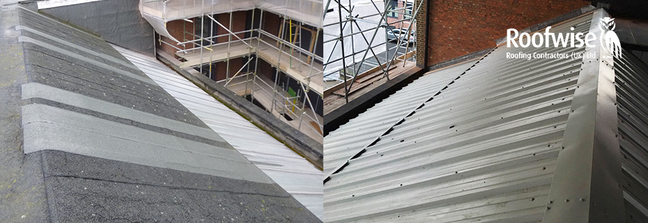 Factory re-roofing with metal sheeting